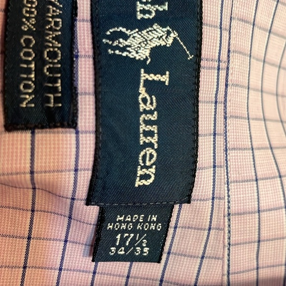 Men’s 17.5” Polo Ralph Lauren Purple check Button Down Shirt blue logo Yarmouth - Picture 9 of 9